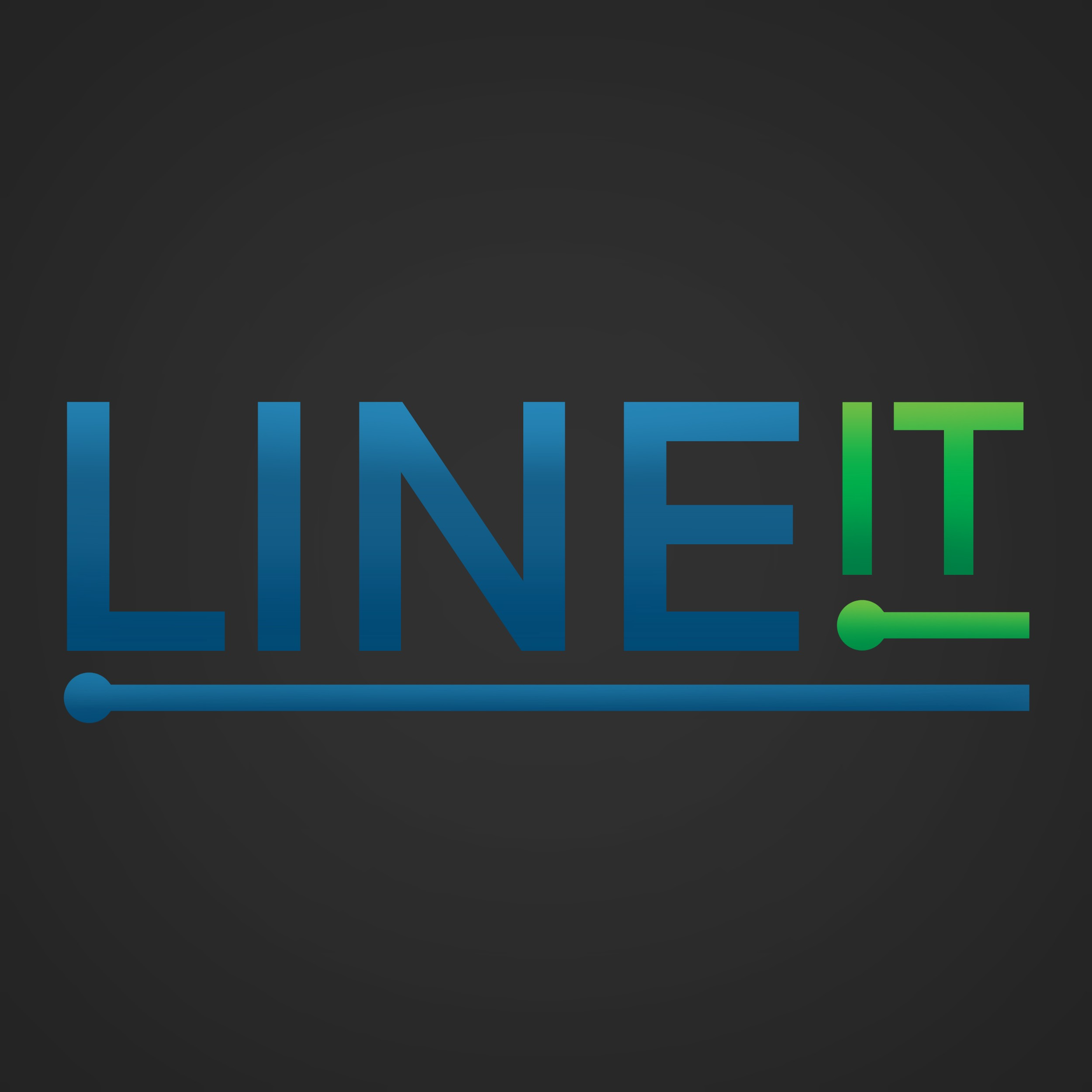 Urbanbyte Line It Logo blue green with words Line It and a prompt script line underneath words