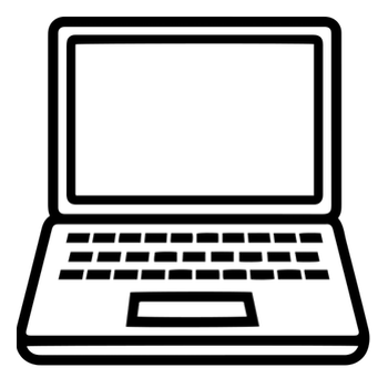 a line drawing of a open laptop computer