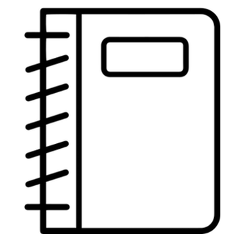 a line drawing of a spiral-bound notebook